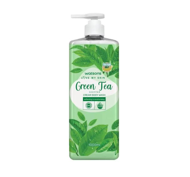 Watsons Love My Skin Green Tea Scented Cream Body Wash 1000ml.